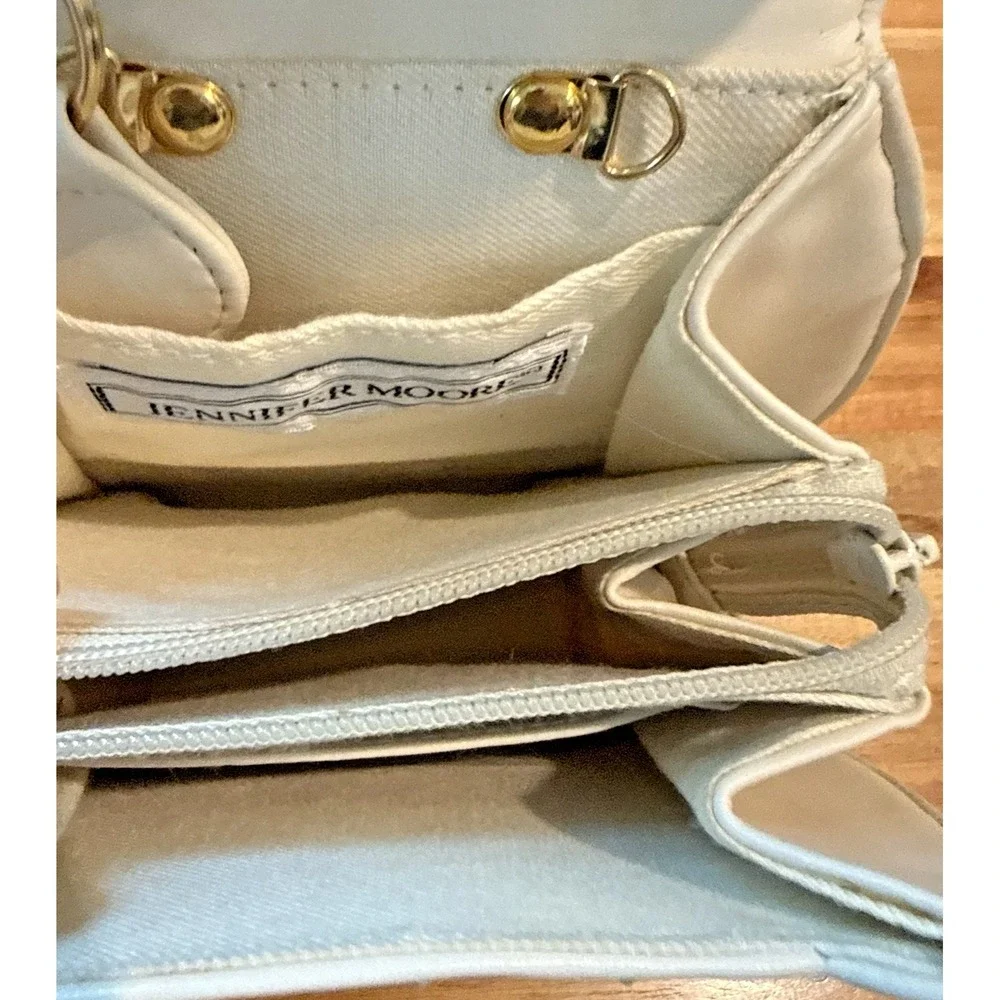 Vtg Jennifer Moore Ivory Structured Top Handle Handbag Y2K Coquette Preppy Lux